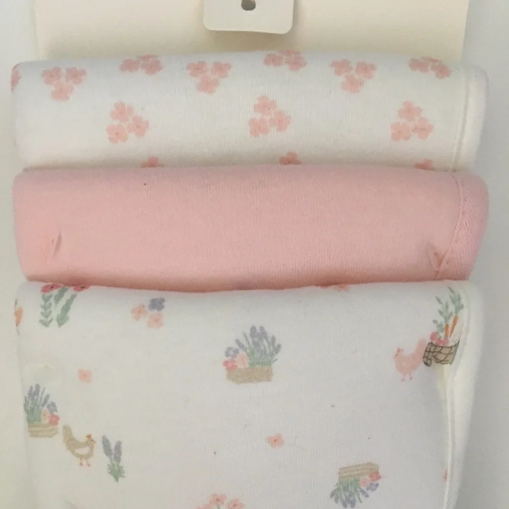 Baby Burp Cloths Cotton Front 3pk Pink Floral NEW | DreamGro Apple + Ivy